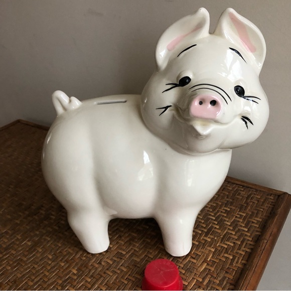 Vintage Rob Roy Large Smiling Piggy Pig Coin Bank - Picture 7 of 10